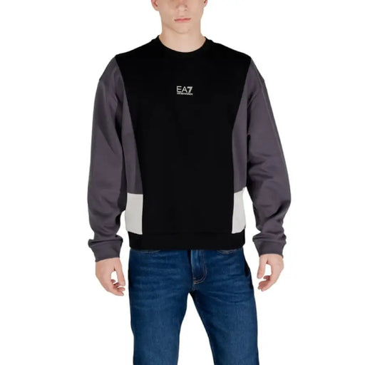 Color-blocked crewneck sweatshirt EA7 Men Multicolor Long Sweatshirt for Spring and Summer