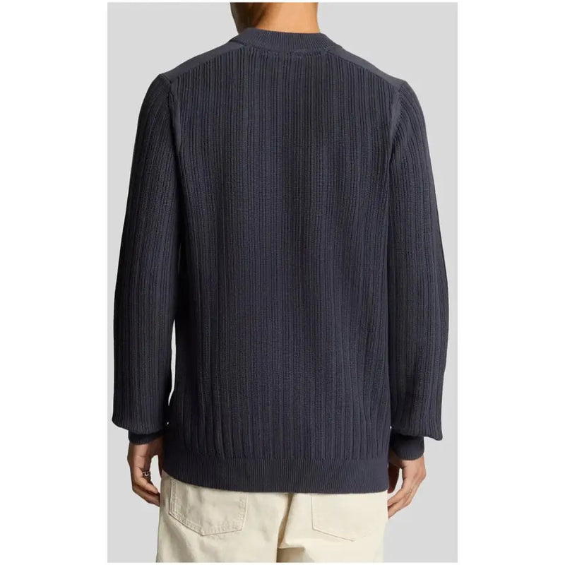 Dark blue ribbed knit sweater from Navy Blue Ribbed Knit Sweater collection