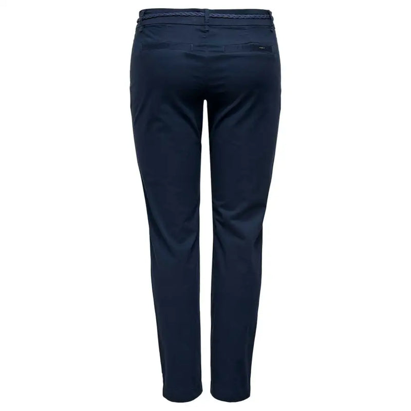 Dark blue women’s trousers with braided belt from Blue Lace Detail collection