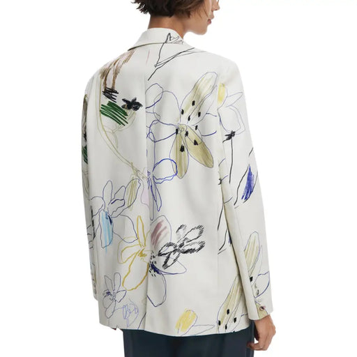 White blazer with colorful abstract floral print from Desigual for women in fall winter collection
