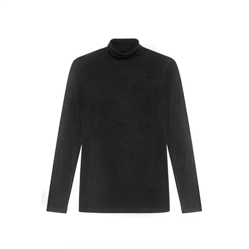 Plain black long-sleeved turtleneck shirt from Dondup Women Long Black Turtleneck Knitwear