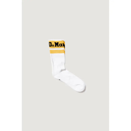 White athletic sock with yellow stripes and Dr Martens text for Men Underwear Fall Winter collection