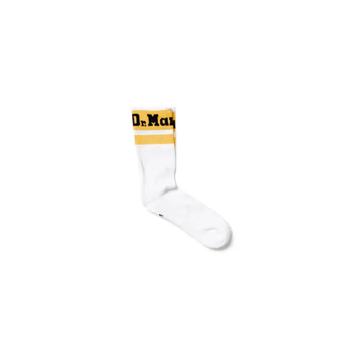 White athletic sock with yellow and black striped cuff for Dr Martens White Cotton Men Underwear
