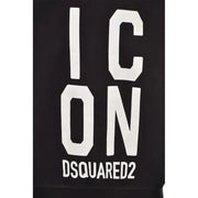Black cotton round neck sweatshirt with white ICON graphic and DSQUARED2 branding