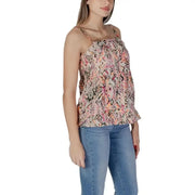 Floral print sleeveless blouse with spaghetti straps in Pink by B.young Women’s Cotton Tank Top