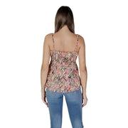 Floral print spaghetti strap top with smocked back, Pink B.young Women’s Cotton Tank Top