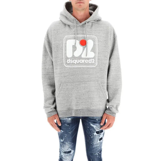 Gray hooded sweatshirt displayed for a product listing