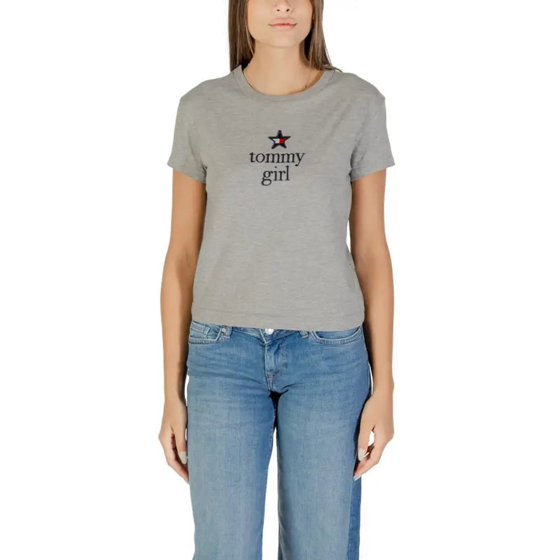 Gray short-sleeved Tommy Girl graphic T-shirt from Tommy Hilfiger for women