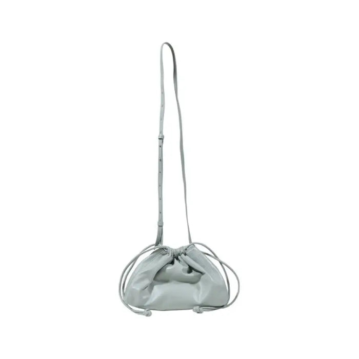 Light gray drawstring shoulder bag available in the Light Gray Drawstring Purse and Shoulder Bag product