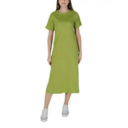 Green midi t-shirt dress from B.young featuring a round neck design