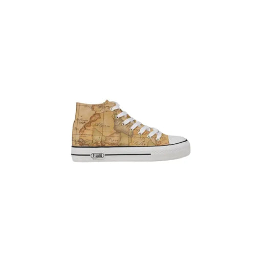 High-top sneaker featuring a detailed map print for stylish urban footwear