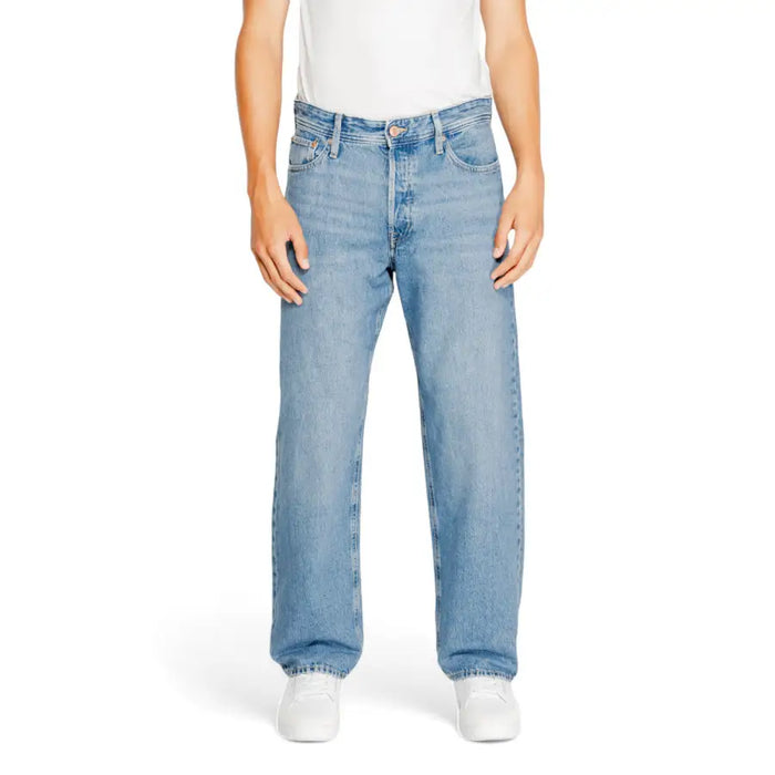 Light blue denim jeans displayed in a product image