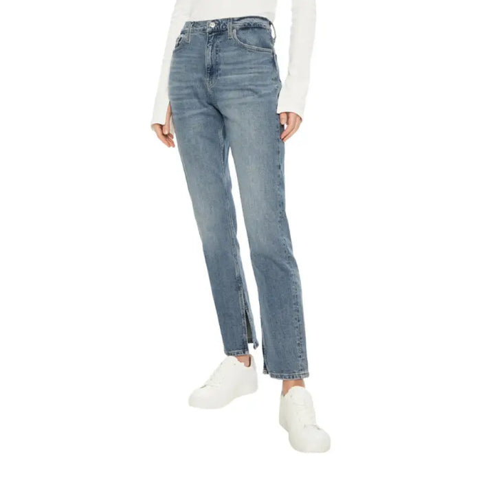 Light blue denim jeans from the Women’s White Long Sleeve Shirt and Blue Denim Jeans set