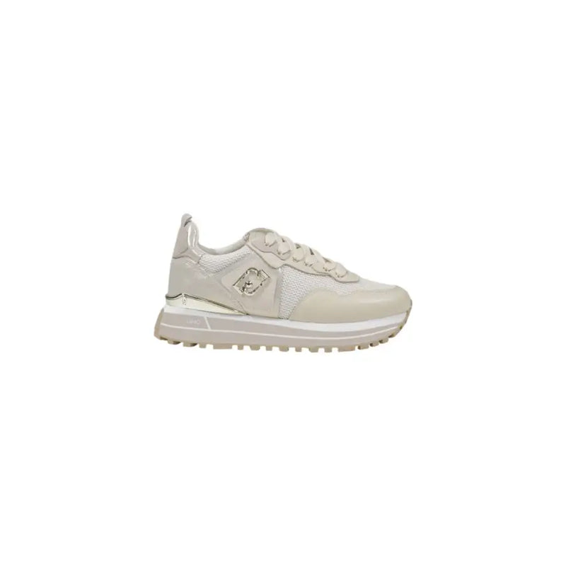 Light beige Liu Jo women’s athletic sneaker with textured sole and metallic side accent