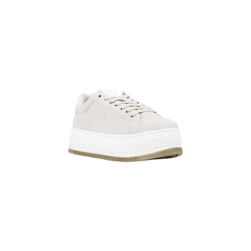 Light grey platform sneakers with white soles and laces from Calvin Klein Jeans Women collection