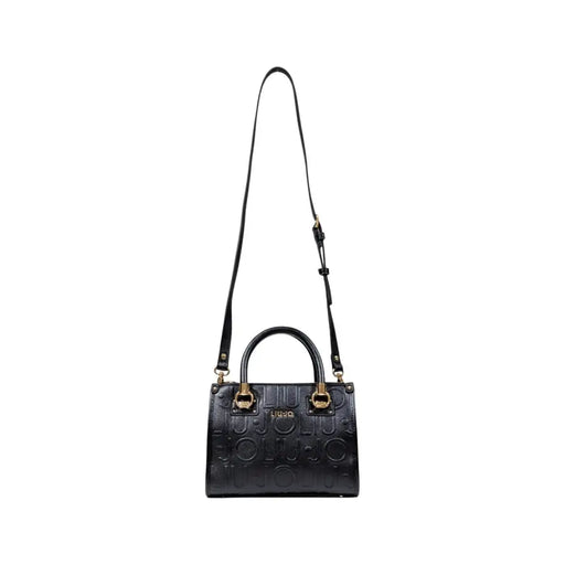 Black embossed top-handle shoulder bag with gold-tone hardware from Liu Jo Fall Winter collection