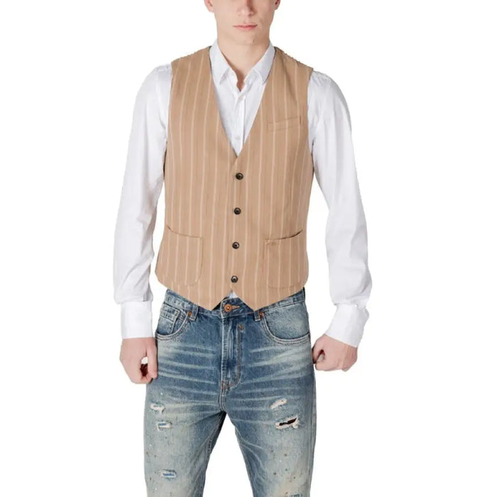 Man’s striped vest from the Striped Vest for Men collection showcasing stylish design