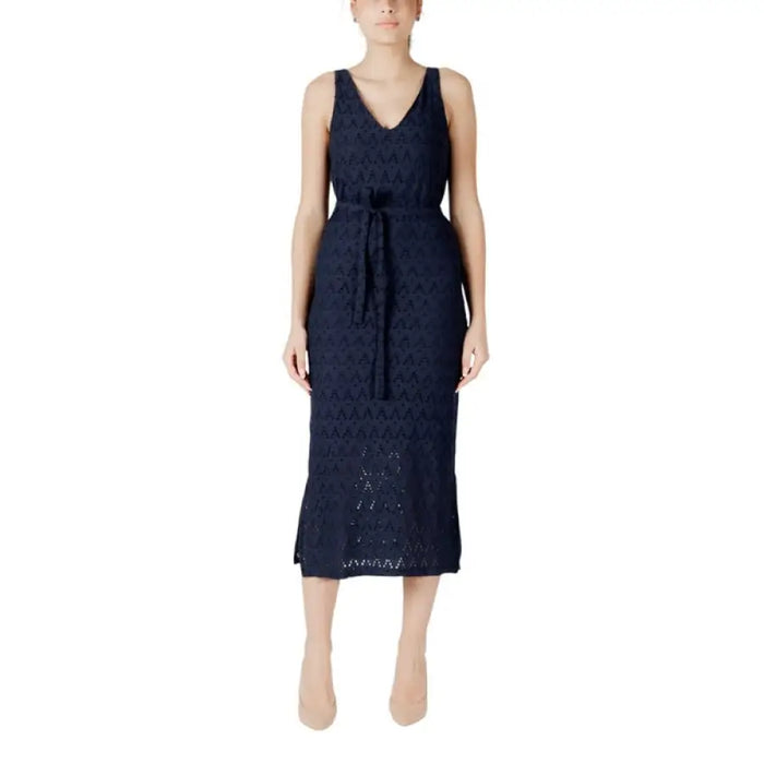 Navy Blue Knit Midi Dress from Navy Blue Midi Dress Collection for elegant style