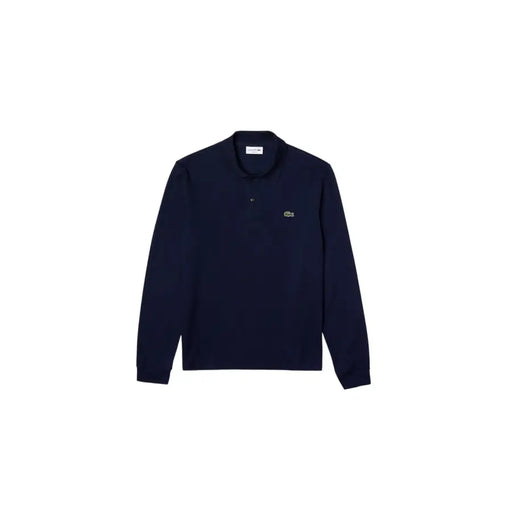 Navy blue long-sleeved polo shirt displayed for men’s fashion product listing