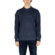 Navy blue ribbed crew neck sweater from Calvin Klein Jeans made of 100% cotton