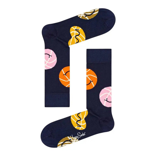 Navy Blue Basketball Socks featuring a detailed basketball pattern