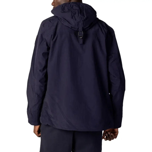 Navy Hooded Jacket with Mesh Lining displayed on a clothing retail website