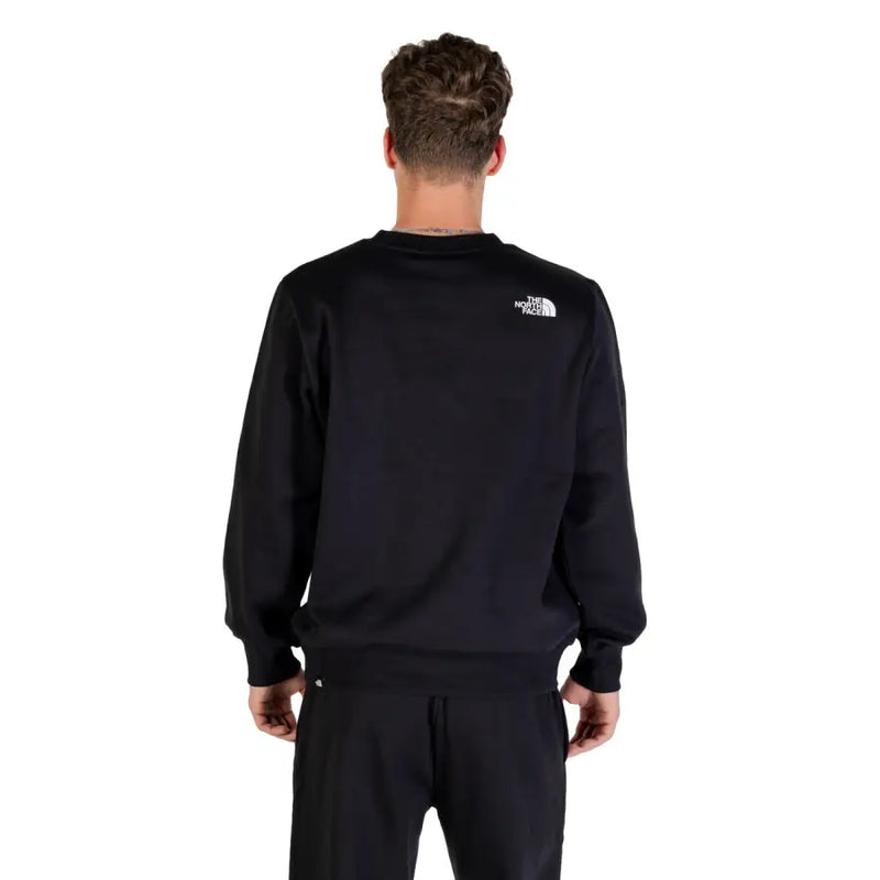 Men’s black crewneck sweatshirt with small white logo on upper back, The North Face product