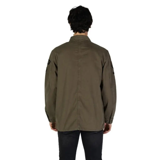 Olive green button-down shirt from Replay Men’s Classic Long Green Shirt collection