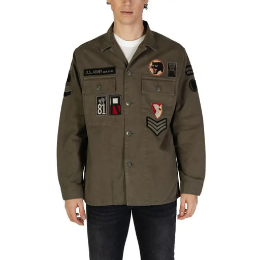 Olive green military-style shirt from Replay Men’s Classic Long Green Shirt collection