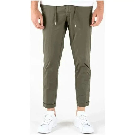 Lyle & Scott Men Trousers olive green tapered pants with drawstring waist and white sneakers