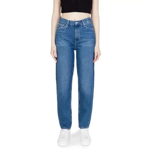 High-waisted blue straight leg jeans from Calvin Klein Jeans for women