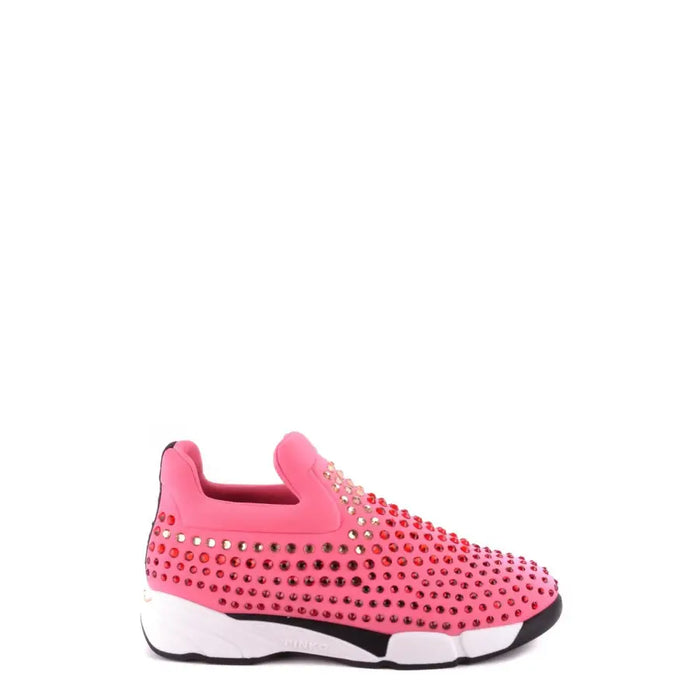 Pinko Women Sneakers Pink Fabric Rhinestone Embellishments