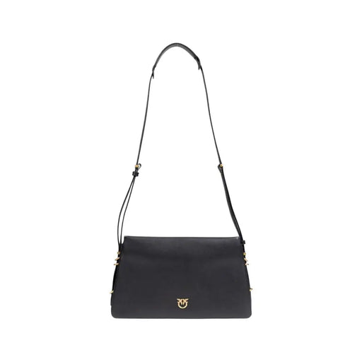 Pinko black faux leather shoulder bag with gold-tone hardware and interior pocket