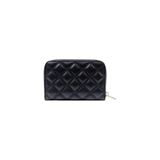 Black quilted leather wallet showcasing elegant stitching and high-quality craftsmanship