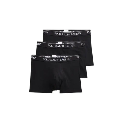 Three pairs of Ralph Lauren men black cotton elastane boxer briefs with white waistbands
