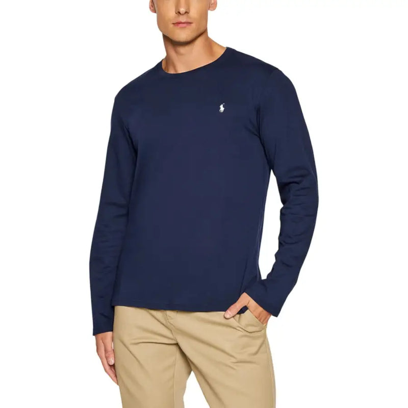 Men’s navy blue Ralph Lauren long sleeve crew neck shirt with small white polo pony logo
