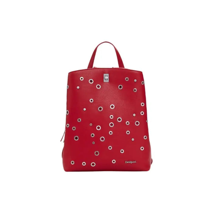 Red Faux Leather Backpack with Silver Eyelets showcasing a stylish design and durability
