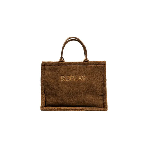 Brown terry fabric tote bag with two top handles from Replay Women Fall Winter collection