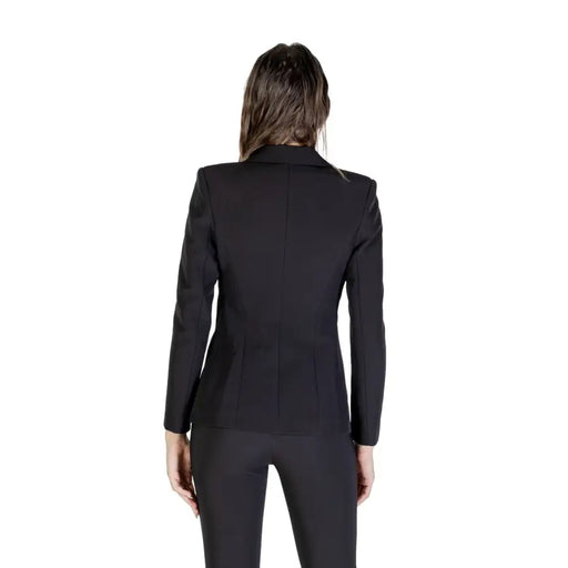 Women’s black tailored blazer with long V-neck lapel from Rinascimento Women collection