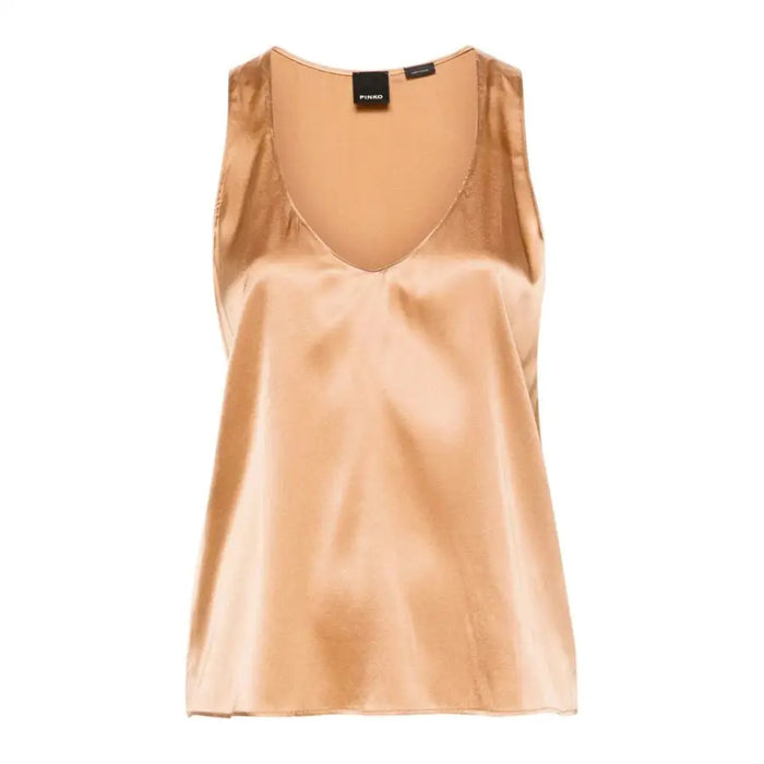 Pinko Women Brown V Neck Strappy Tank Top Spring Summer