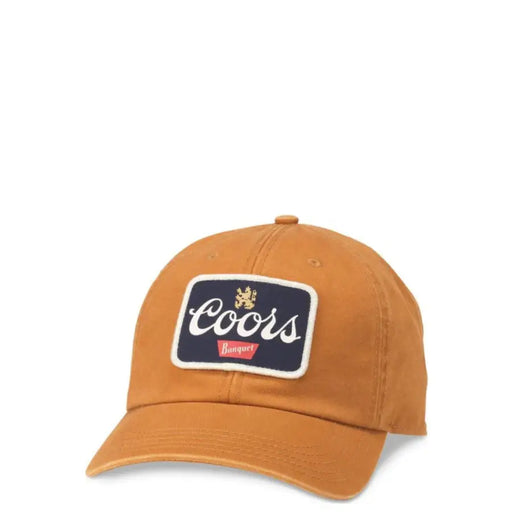 Tan baseball cap featuring a Coors patch for casual outdoor attire