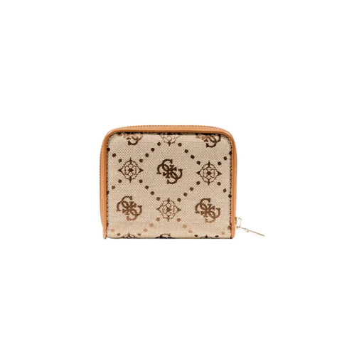 Tan and brown patterned zip-around wallet from Square Patterned Zippered Wallet collection