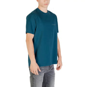 Men’s Teal Crew Neck T Shirt displayed prominently for sale