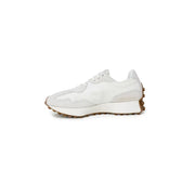 White athletic sneaker with a brown lugged sole for New Balance WS327PJ women