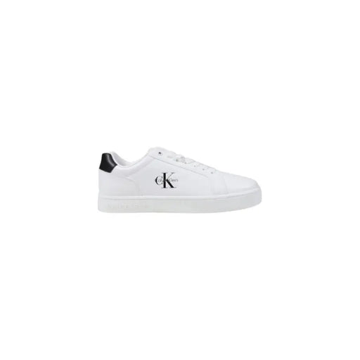 White Calvin Klein leather sneaker with black heel accent product image