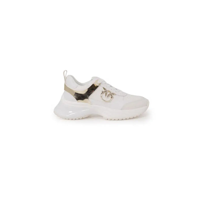 Pinko Women White Leather Lace Up Sneakers for Spring Summer