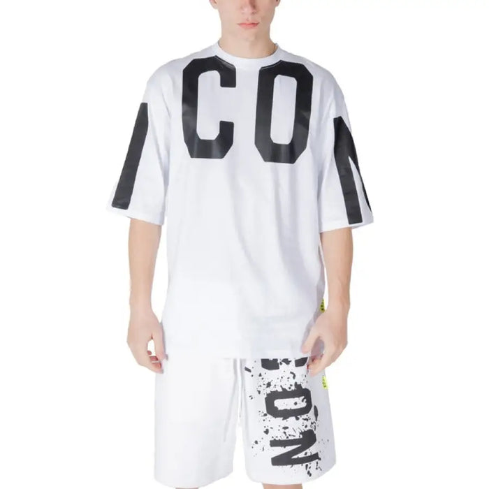 White ICON t-shirt and shorts set from Black and White Icon Chef Uniform Set displayed