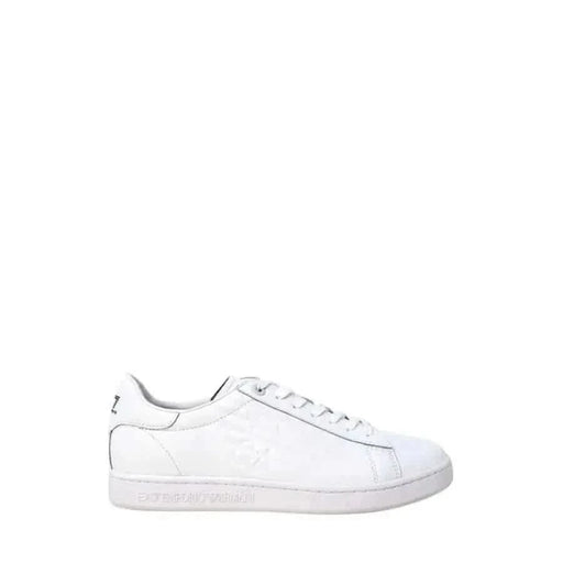 White leather low-top sneakers with lace-up closure from Ea7 for men