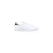 White leather sneakers with a gold heel accent from Black Leather Sneaker with White Sole collection