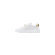 White leather Guess Women sneakers with gold heel accent and lace-up design